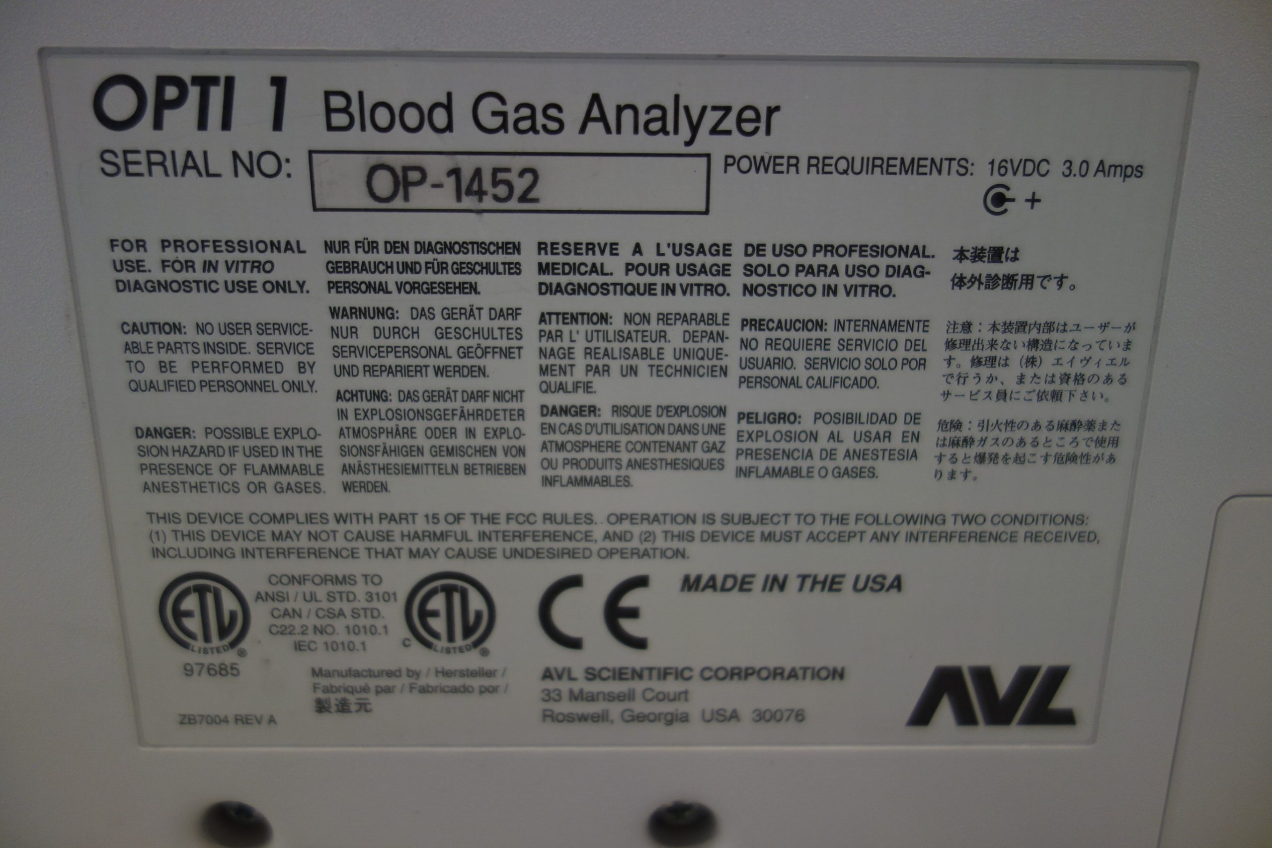 roche-avl-opti-1-blood-gas-analyzer-cca-4655